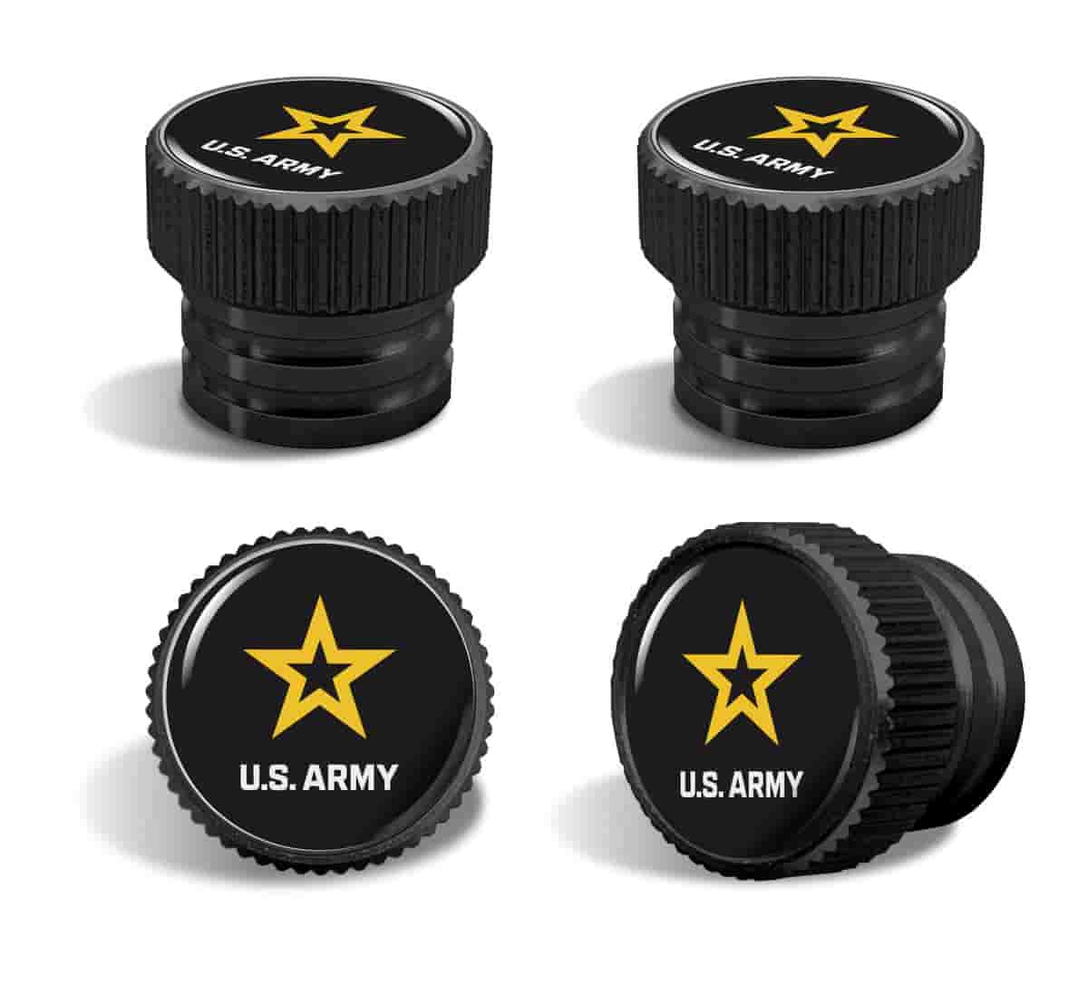 U.S. Army Tire Valve Stem Caps – Black Aluminum Set of 4